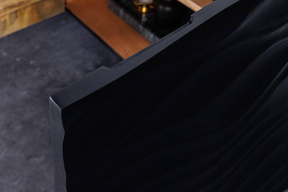 Buffet design WAVE 160cm noir mat doré en bois massif de manguier - 43476