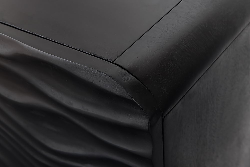 Buffet design WAVE 120cm noir mat doré en bois massif de manguier - 43478
