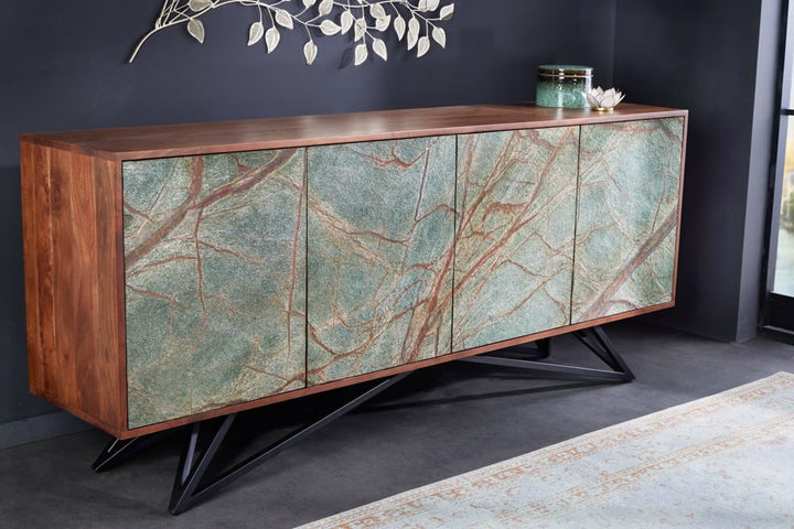 Buffet en bois massif MOUNTAIN SOUL Buffet 175 cm en véritable pierre naturelle d'acacia - 43481