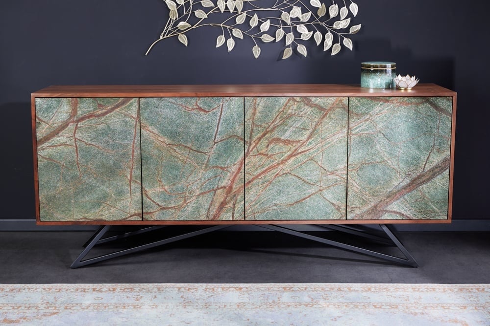 Buffet en bois massif MOUNTAIN SOUL Buffet 175 cm en véritable pierre naturelle d'acacia - 43481