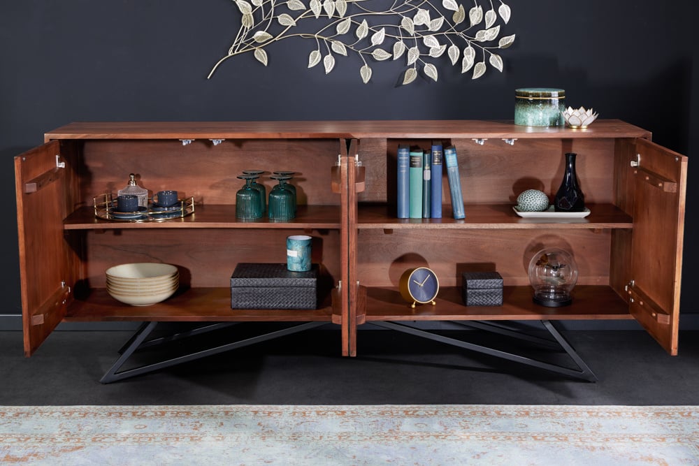 Buffet en bois massif MOUNTAIN SOUL Buffet 175 cm en véritable pierre naturelle d'acacia - 43481