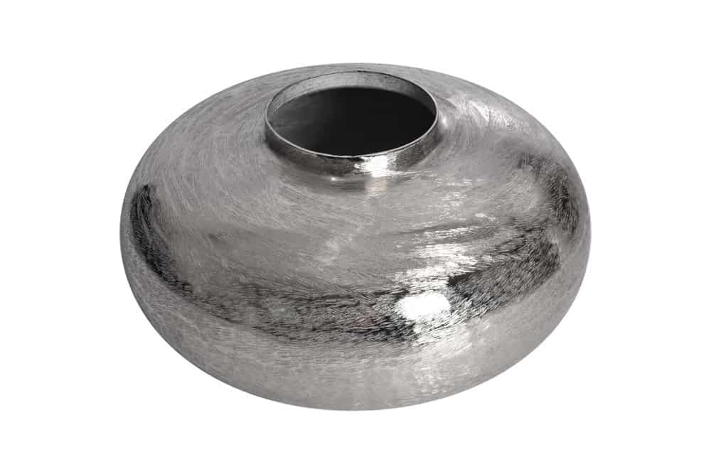Vase décoratif moderne ABSTRAIT ORIENT 35cm rond en métal argenté design martelé - 43509