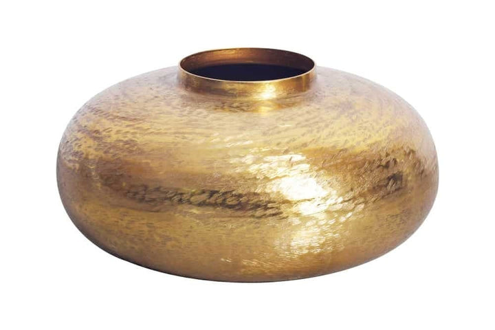 Vase décoratif moderne ABSTRAIT ORIENT 35cm rond doré métal martelé design - 43510