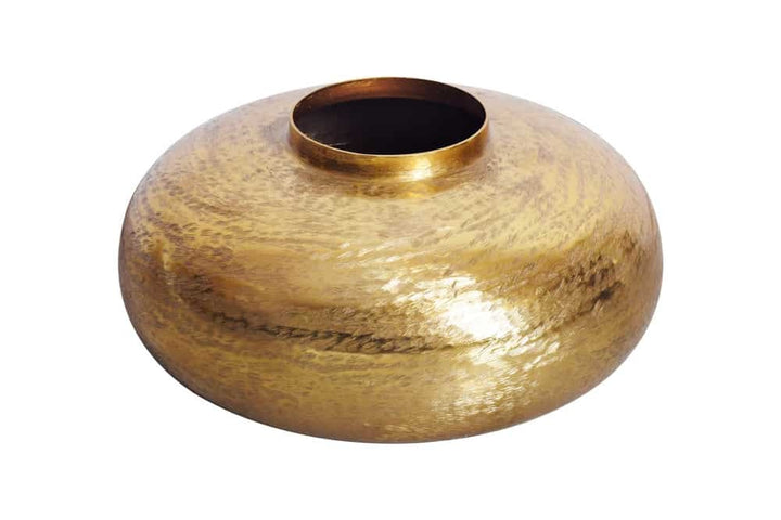 Vase décoratif moderne ABSTRAIT ORIENT 35cm rond doré métal martelé design - 43510
