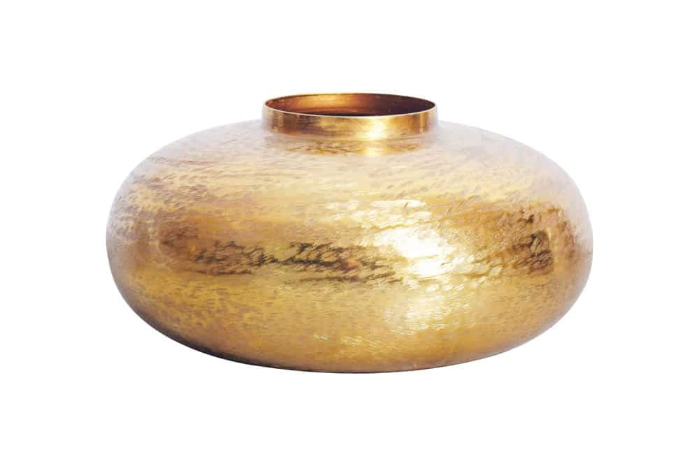 Vase décoratif moderne ABSTRAIT ORIENT 35cm rond doré métal martelé design - 43510