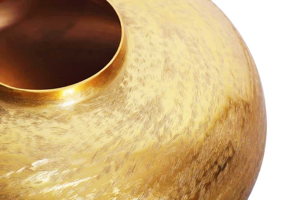 Vase décoratif moderne ABSTRAIT ORIENT 35cm rond doré métal martelé design - 43510