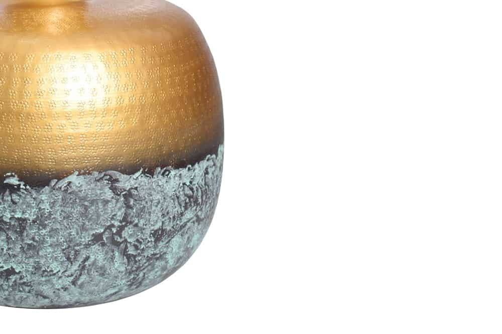 Vase décoratif fait main ABSTRAIT ORIENT 40cm rond métal doré patiné - 43511