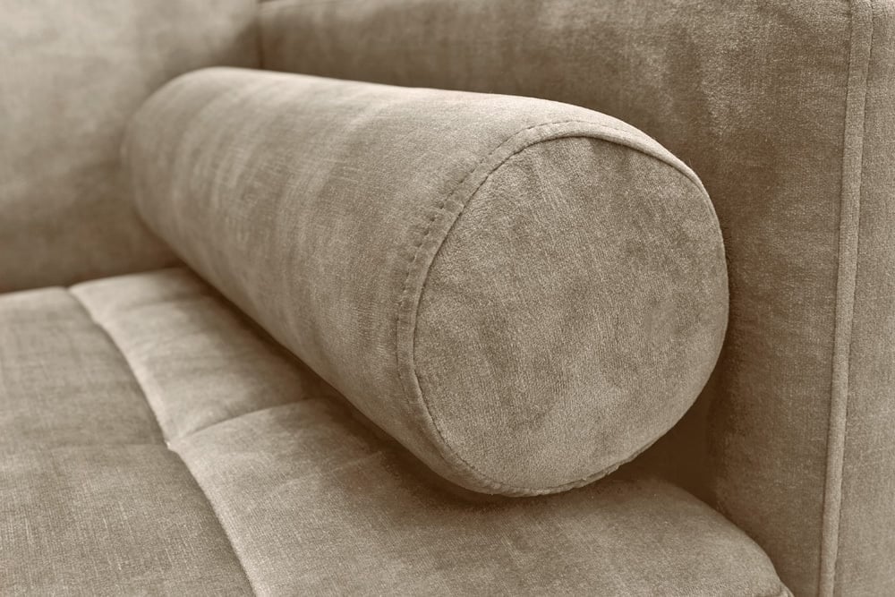 Canapé lit design COUTURE 195cm velours champagne fonction couchage 3 places - 43519