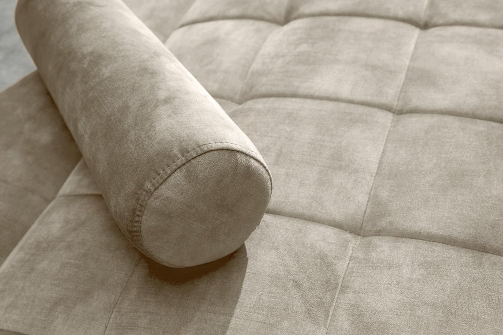 Canapé lit design COUTURE 195cm velours champagne fonction couchage 3 places - 43519