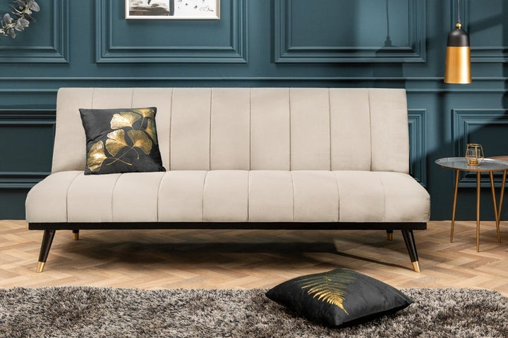 Canapé lit design PETIT BEAUTE 180cm velours champagne 3 places - 43522