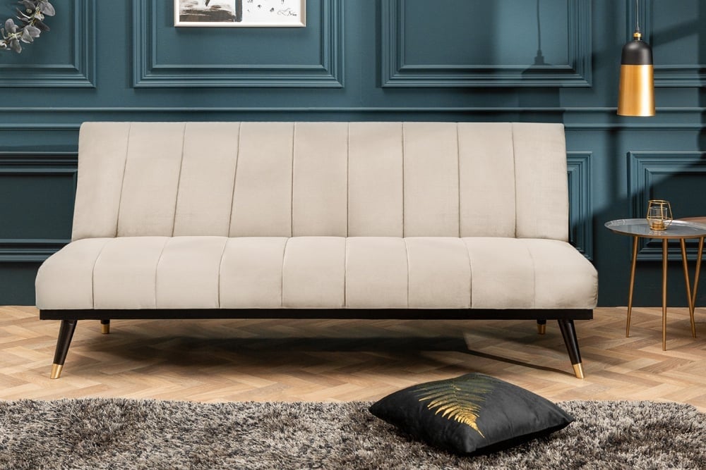 Canapé lit design PETIT BEAUTE 180cm velours champagne 3 places - 43522