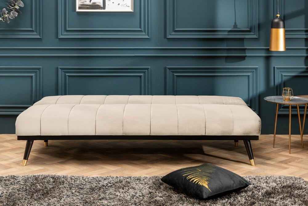 Canapé lit design PETIT BEAUTE 180cm velours champagne 3 places - 43522