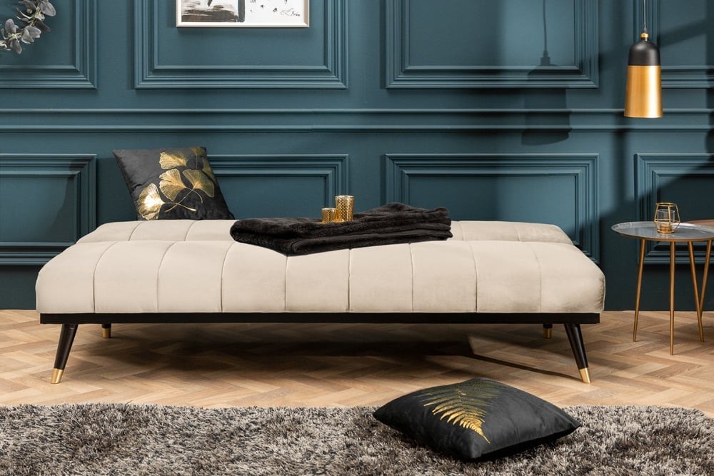 Canapé lit design PETIT BEAUTE 180cm velours champagne 3 places - 43522