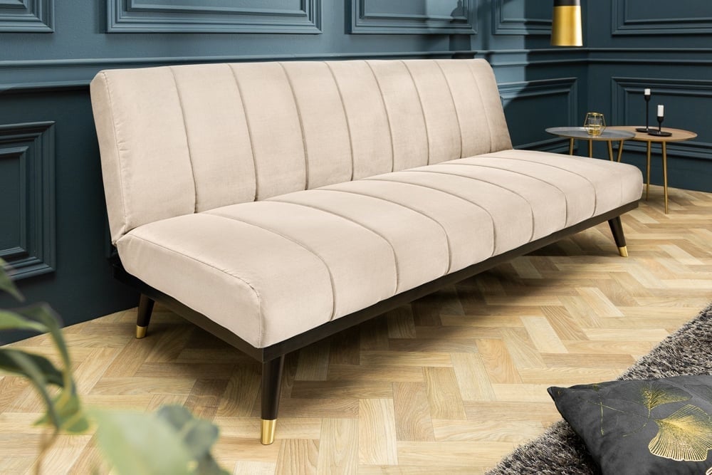 Canapé lit design PETIT BEAUTE 180cm velours champagne 3 places - 43522