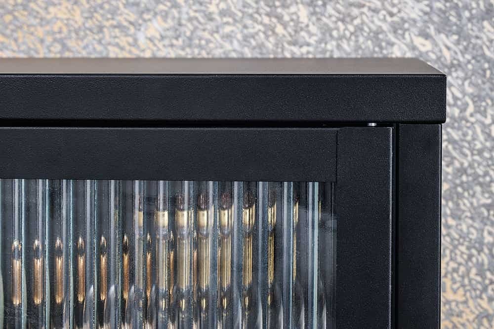 Buffet TV moderne AMSTERDAM 90cm vitrine en métal nervuré noir doré - 43536