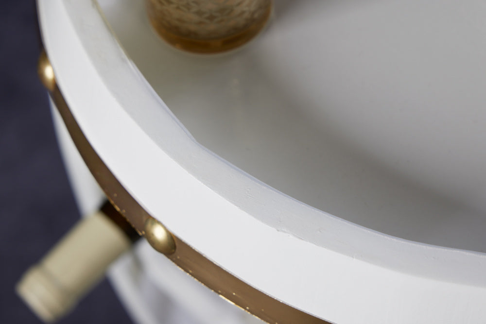 Tonneau à vin design BODEGA WHITE 65cm casier à bouteilles en pin doré blanc 14 bouteilles - 43563