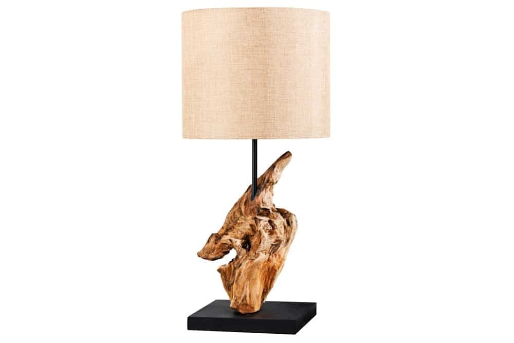 Lampe de table en bois flotté HYPNOTIC 60cm abat-jour lin naturel maritime - 43603