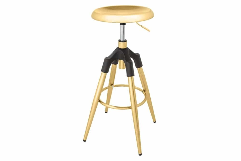 Tabouret de bar réglable en hauteur INDUSTRIAL métal noir doré rond pivotant design industriel - 43654