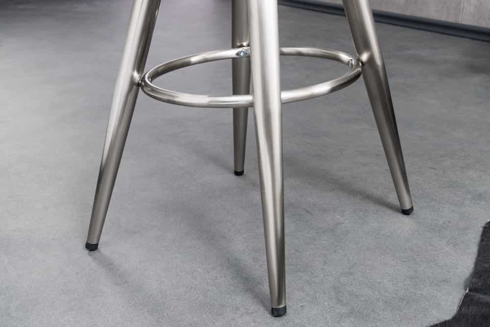 Tabouret de bar réglable en hauteur INDUSTRIAL chrome brossé métal noir argenté rond pivotant - 43655