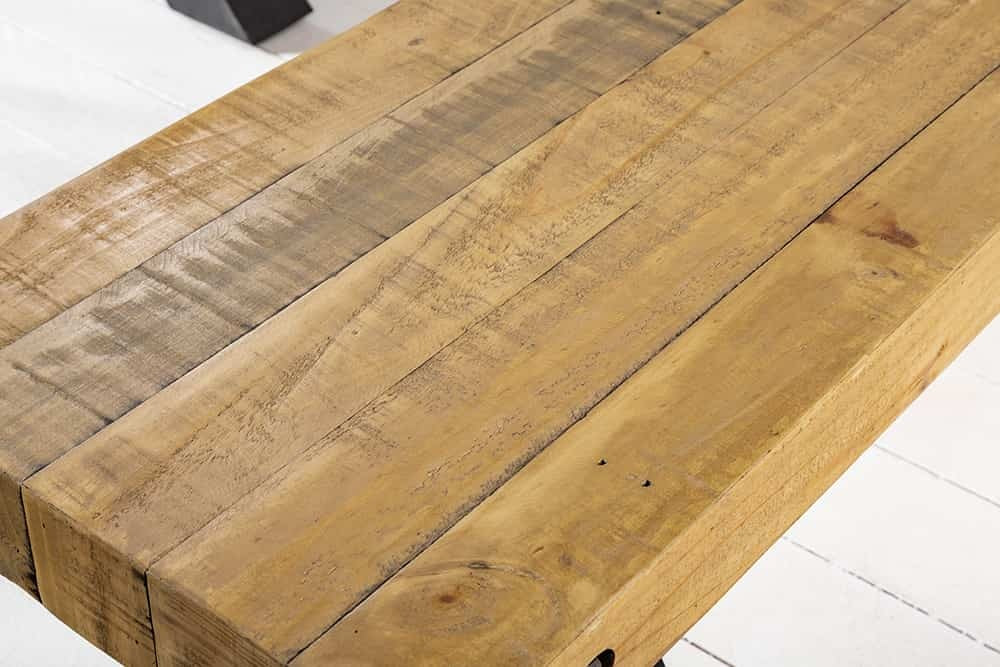 Banc en bois massif THOR 200cm pin marron vintage design industriel recyclé - 43677