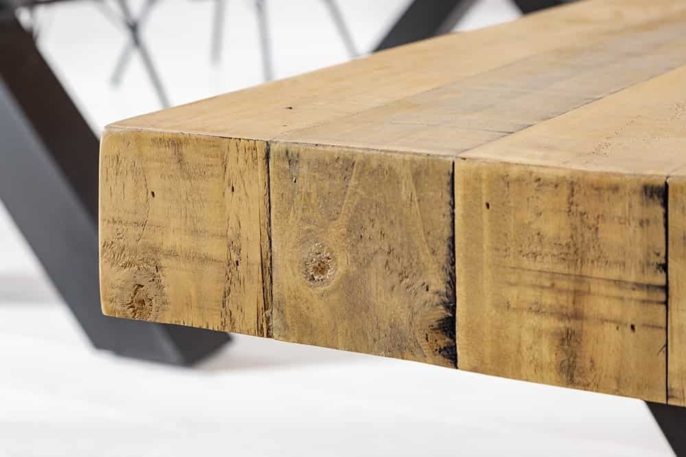 Banc en bois massif THOR 200cm pin marron vintage design industriel recyclé - 43677