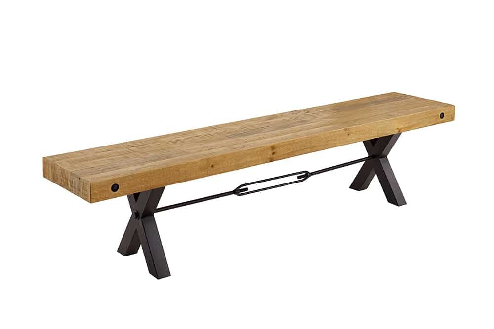 Banc en bois massif THOR 200cm pin marron vintage design industriel recyclé - 43677