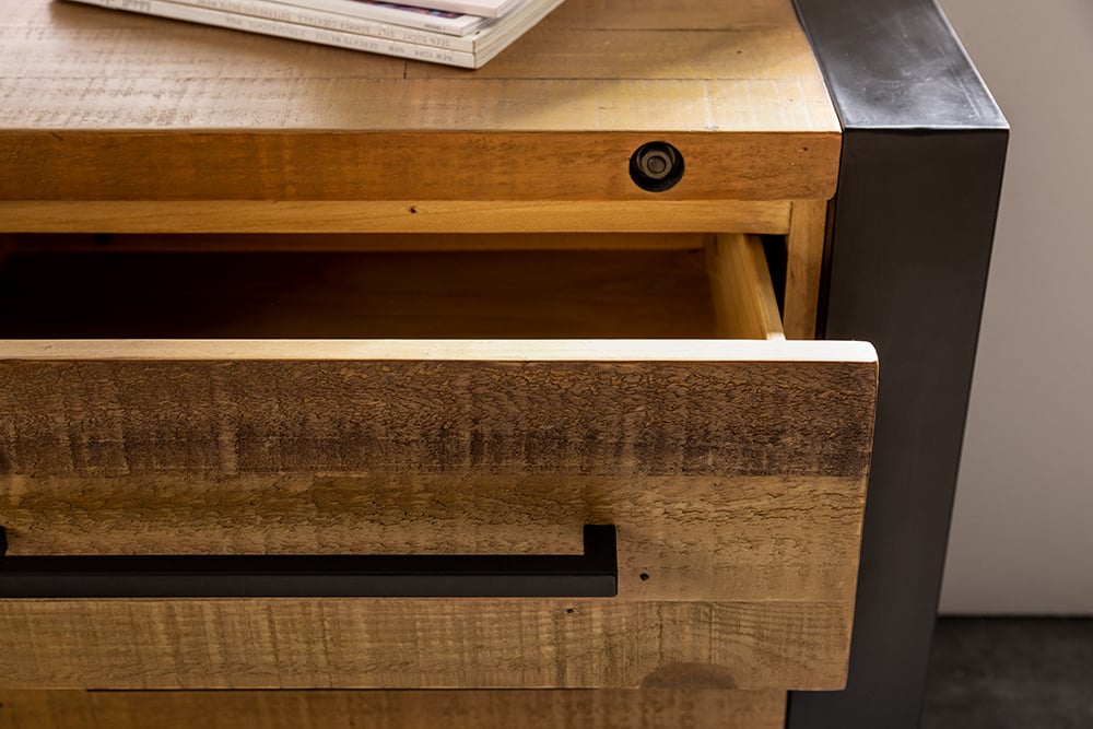 Buffet en bois massif THOR 195cm vintage pin brun recyclé industriel - 43679
