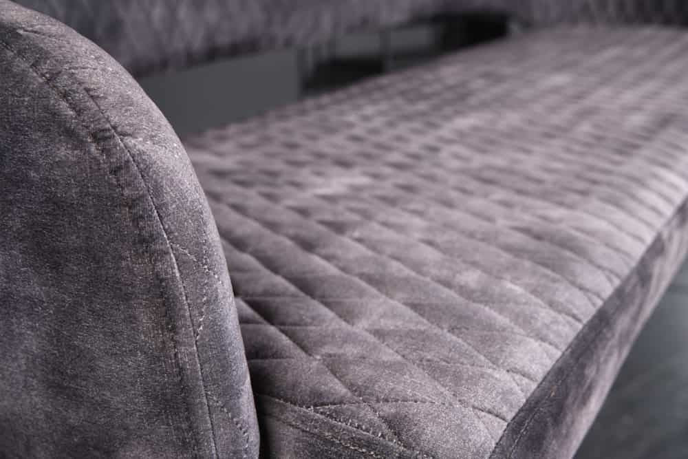 Canapé design PARIS 160cm dossier velours gris embouts pieds dorés rétro - 43680