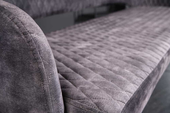 Canapé design PARIS 160cm dossier velours gris embouts pieds dorés rétro - 43680