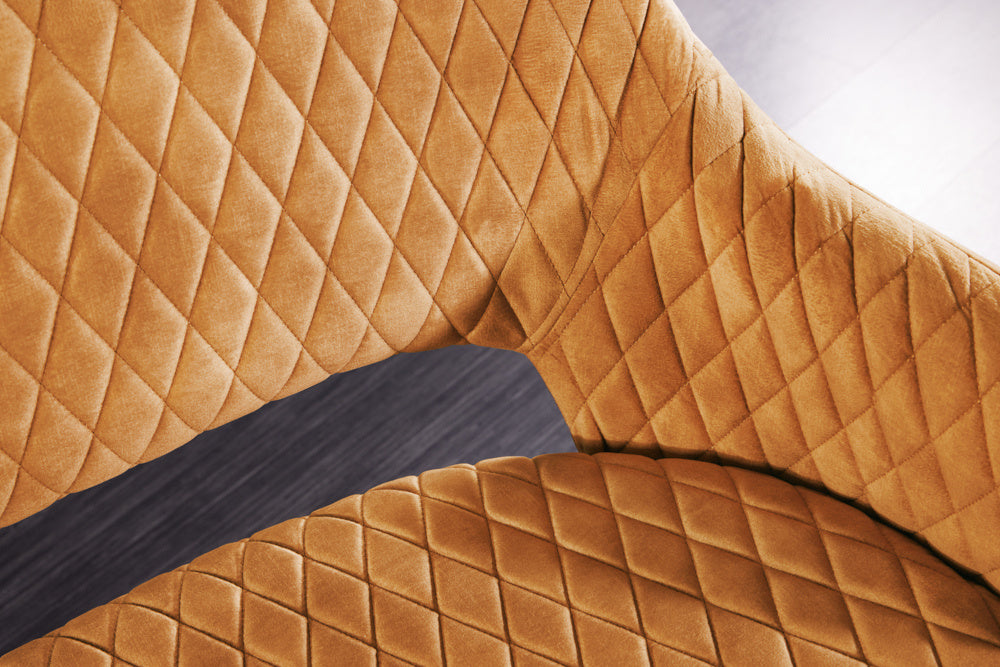 Canapé design PARIS 160cm velours jaune moutarde dossier rétro - 43681