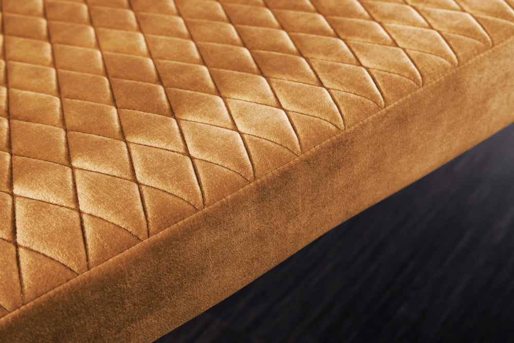 Canapé design PARIS 160cm velours jaune moutarde dossier rétro - 43681