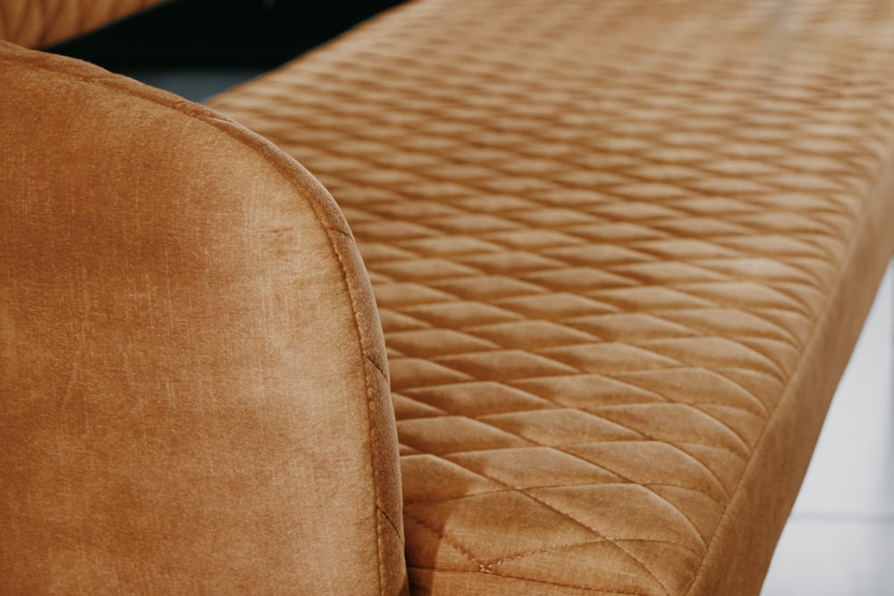 Canapé design PARIS 160cm velours jaune moutarde dossier rétro - 43681