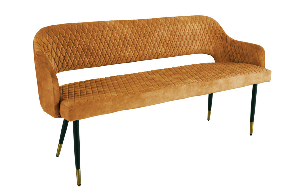 Canapé design PARIS 160cm velours jaune moutarde dossier rétro - 43681
