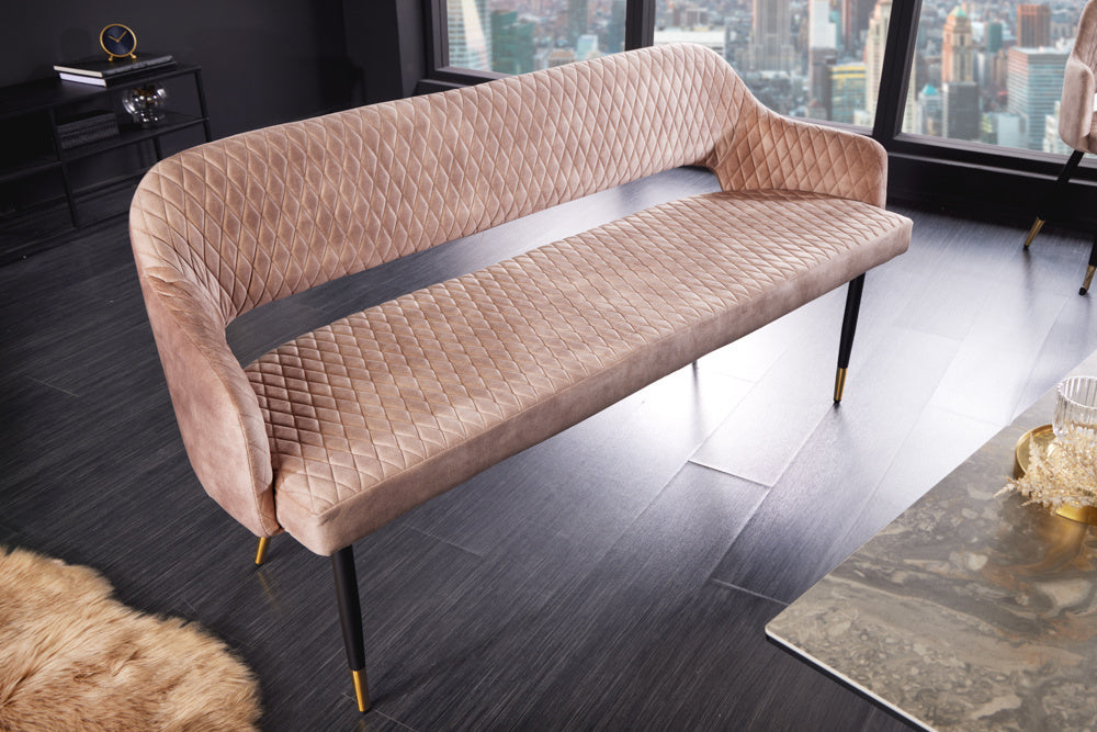 Canapé design PARIS 160cm dossier velours gris embouts pieds dorés Retro - 43682