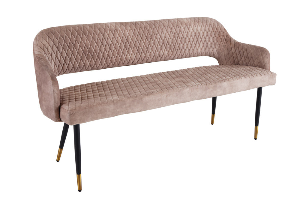 Canapé design PARIS 160cm dossier velours gris embouts pieds dorés Retro - 43682