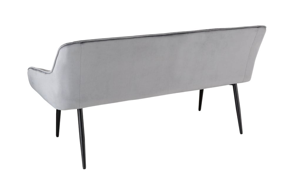 Canapé design TURIN 160cm velours gris argenté accoudoir métal noir - 43692