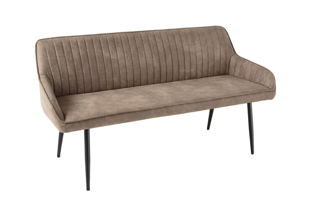 Canapé design TURIN 160cm pieds métal noir taupe avec accoudoir - 43693