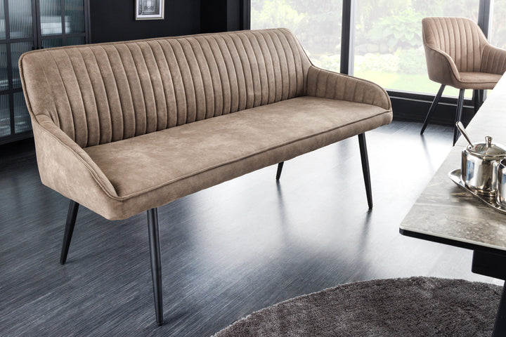 Canapé design TURIN 160cm pieds métal noir taupe avec accoudoir - 43693