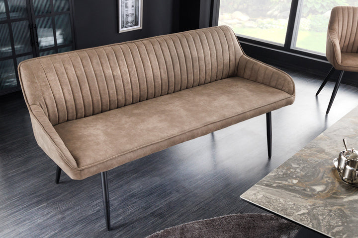 Canapé design TURIN 160cm pieds métal noir taupe avec accoudoir - 43693