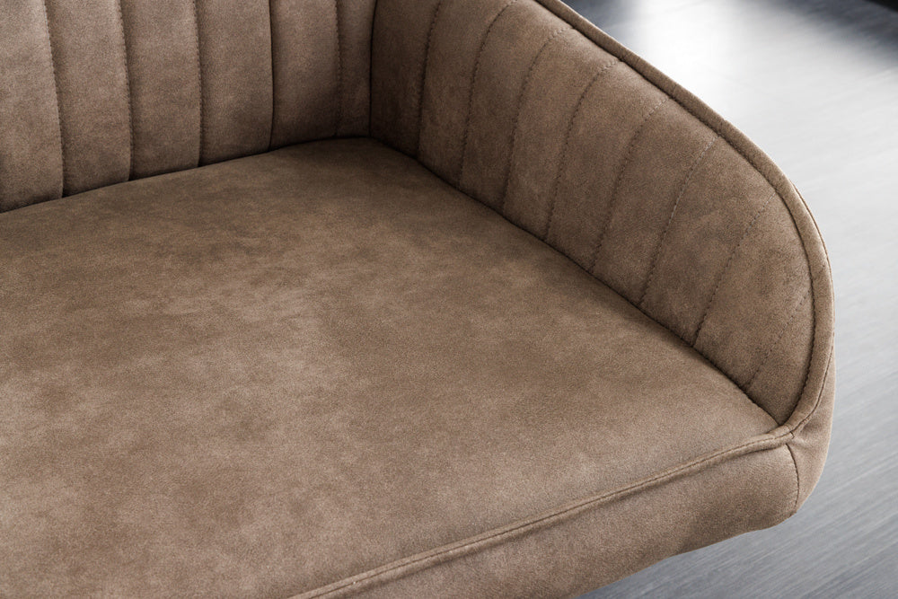 Canapé design TURIN 160cm pieds métal noir taupe avec accoudoir - 43693