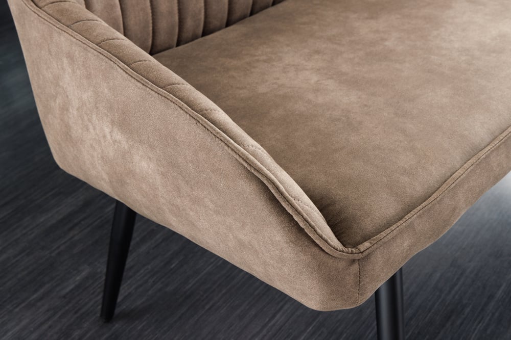 Canapé design TURIN 160cm pieds métal noir taupe avec accoudoir - 43693