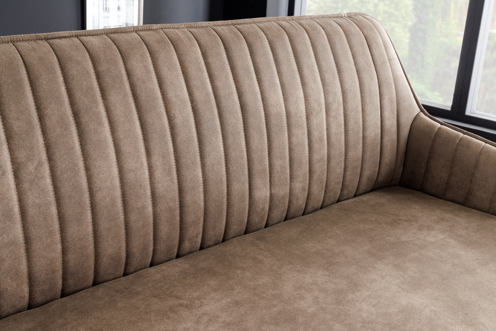 Canapé design TURIN 160cm pieds métal noir taupe avec accoudoir - 43693