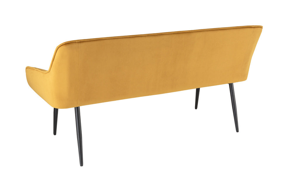Canapé design TURIN 160cm velours jaune moutarde pieds métal noir accoudoir - 43694