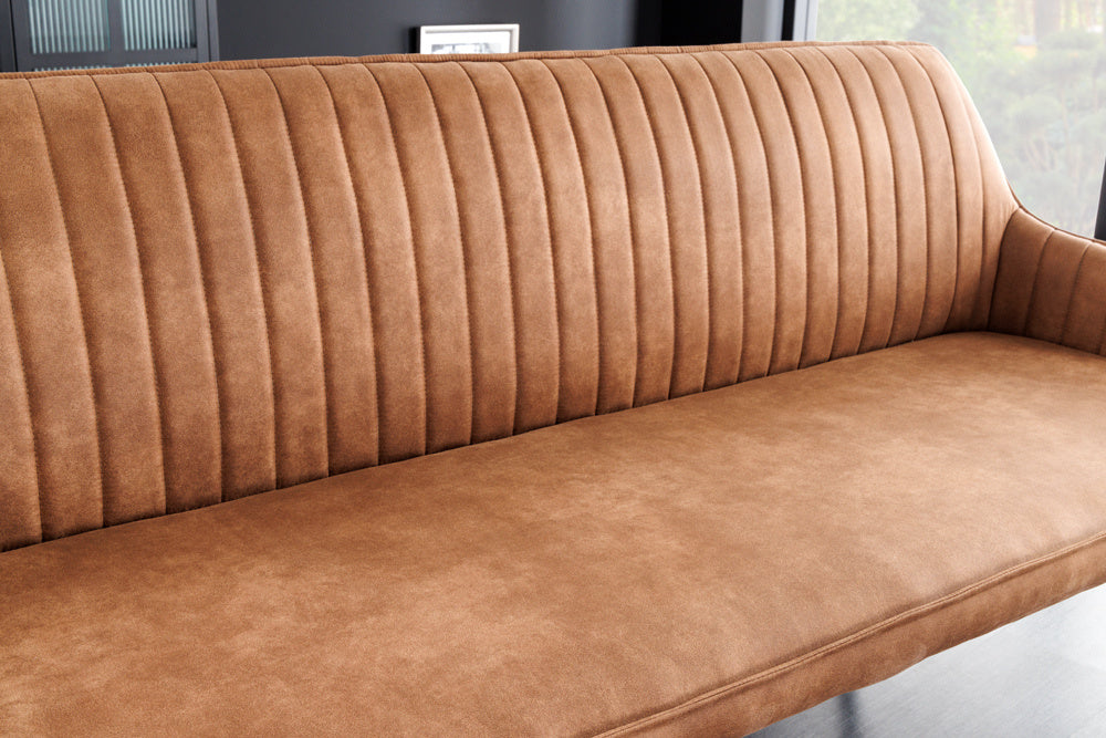Canapé design TURIN 160cm pieds métal noir marron avec accoudoirs - 43695