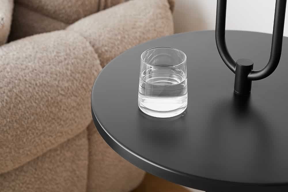 Lampadaire moderne table d'appoint SERVANT 175cm métal noir rond - 43759