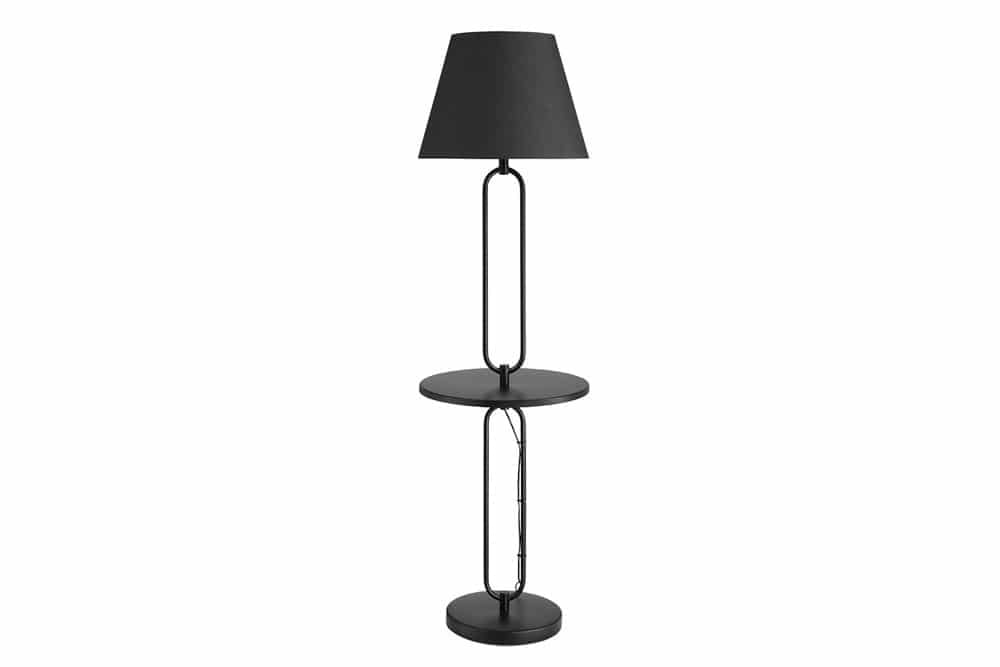 Lampadaire moderne table d'appoint SERVANT 175cm métal noir rond - 43759