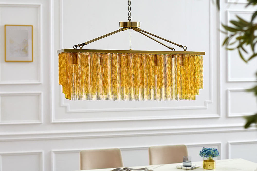 Lampe à suspension glamour ROYAL 80cm lampe à suspension design chaîne en métal doré en laiton - 43760