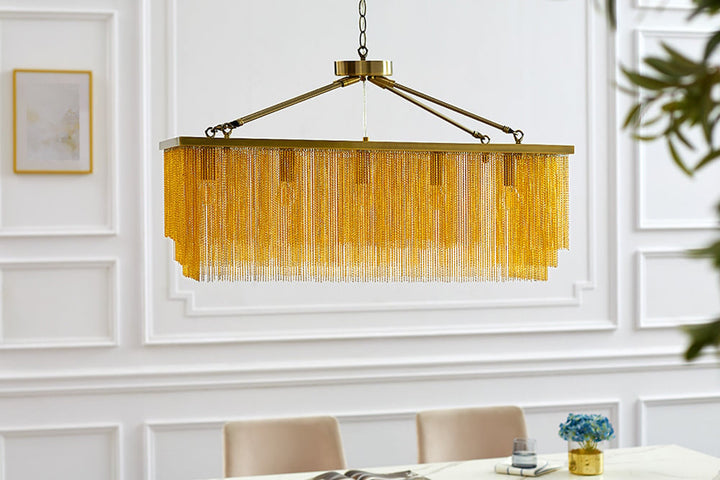 Lampe à suspension glamour ROYAL 80cm lampe à suspension design chaîne en métal doré en laiton - 43760