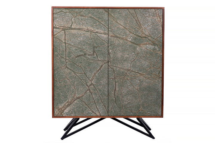 Buffet en bois massif MOUNTAIN SOUL Meuble 120 cm en véritable pierre naturelle d'acacia - 43794