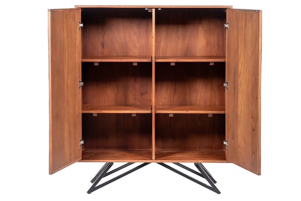 Buffet en bois massif MOUNTAIN SOUL Meuble 120 cm en véritable pierre naturelle d'acacia - 43794